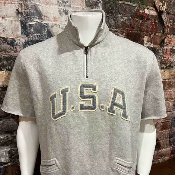 Polo Ralph Lauren Rare short sleeve half zip Gray Varsity Sweat Top - Picture 7 of 7